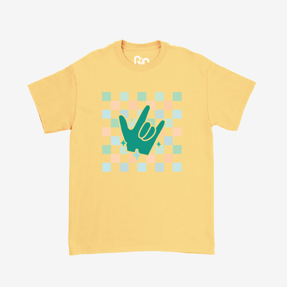 Turquoise Checkered & ILY Tee