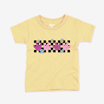 ILY Flower Checkered Toddler Tee