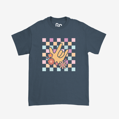 Peach Checkered & ILY Tee