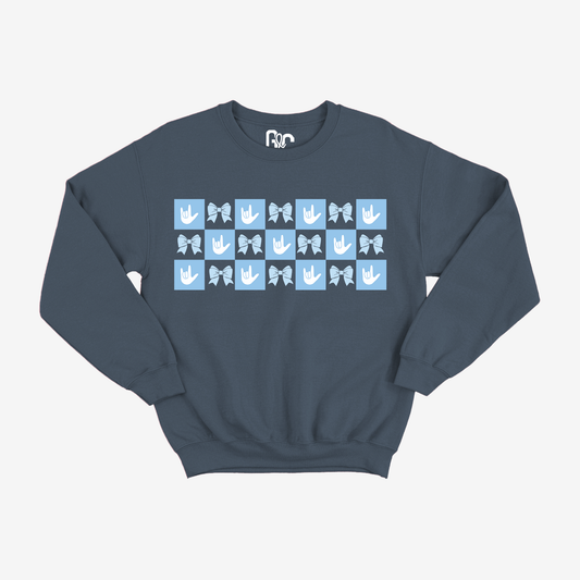 Boy Checkered ILY Coquette Crewneck