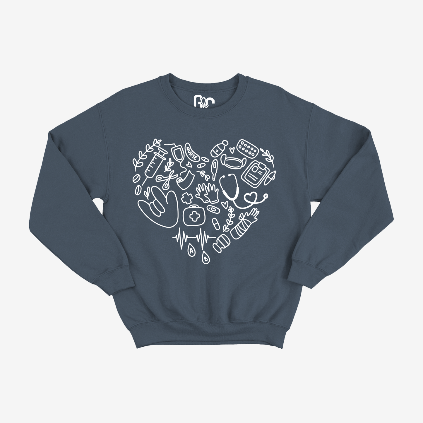 Nurse Heart Doodle Crewneck