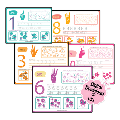 Numbers in ASL Worksheets - Digital Download
