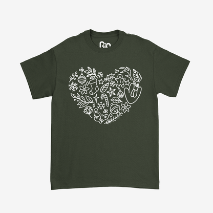 Christmas Doodle Heart Tee
