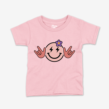 Pink Smiley ILY Toddler Tee