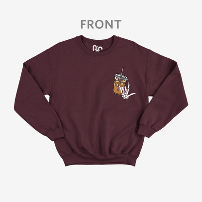 Fueled by Iced Coffee anxiety Crewneck