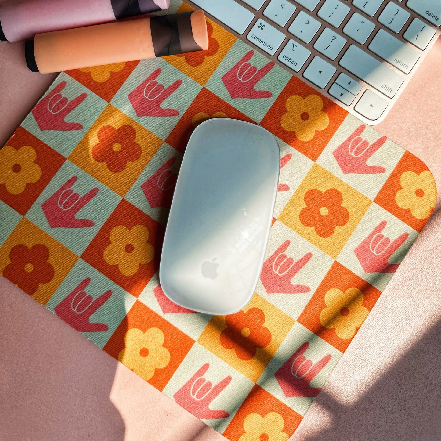 Retro Flower & ILY Mousepad