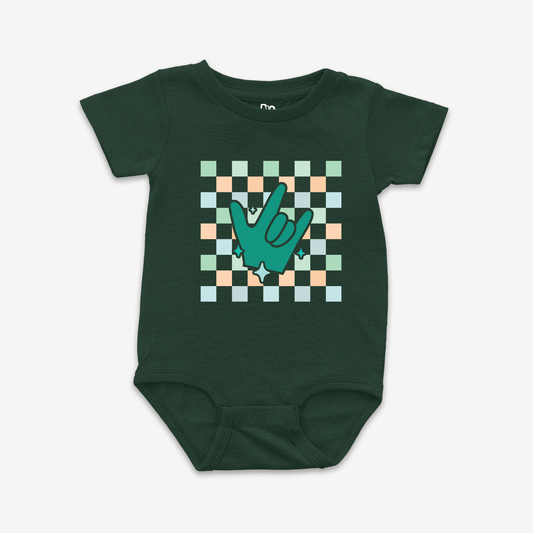 Boy Checkered & ILY Onesie Tee