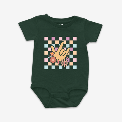 Girl Checkered & ILY Onesie Tee
