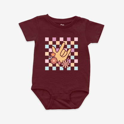 Girl Checkered & ILY Onesie Tee