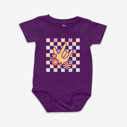 Girl Checkered & ILY Onesie Tee