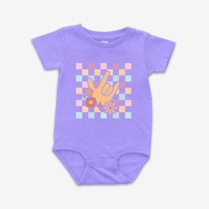 Girl Checkered & ILY Onesie Tee