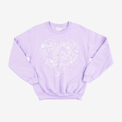 Dog doodle heart Crewneck