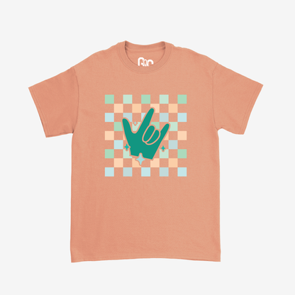 Turquoise Checkered & ILY Tee