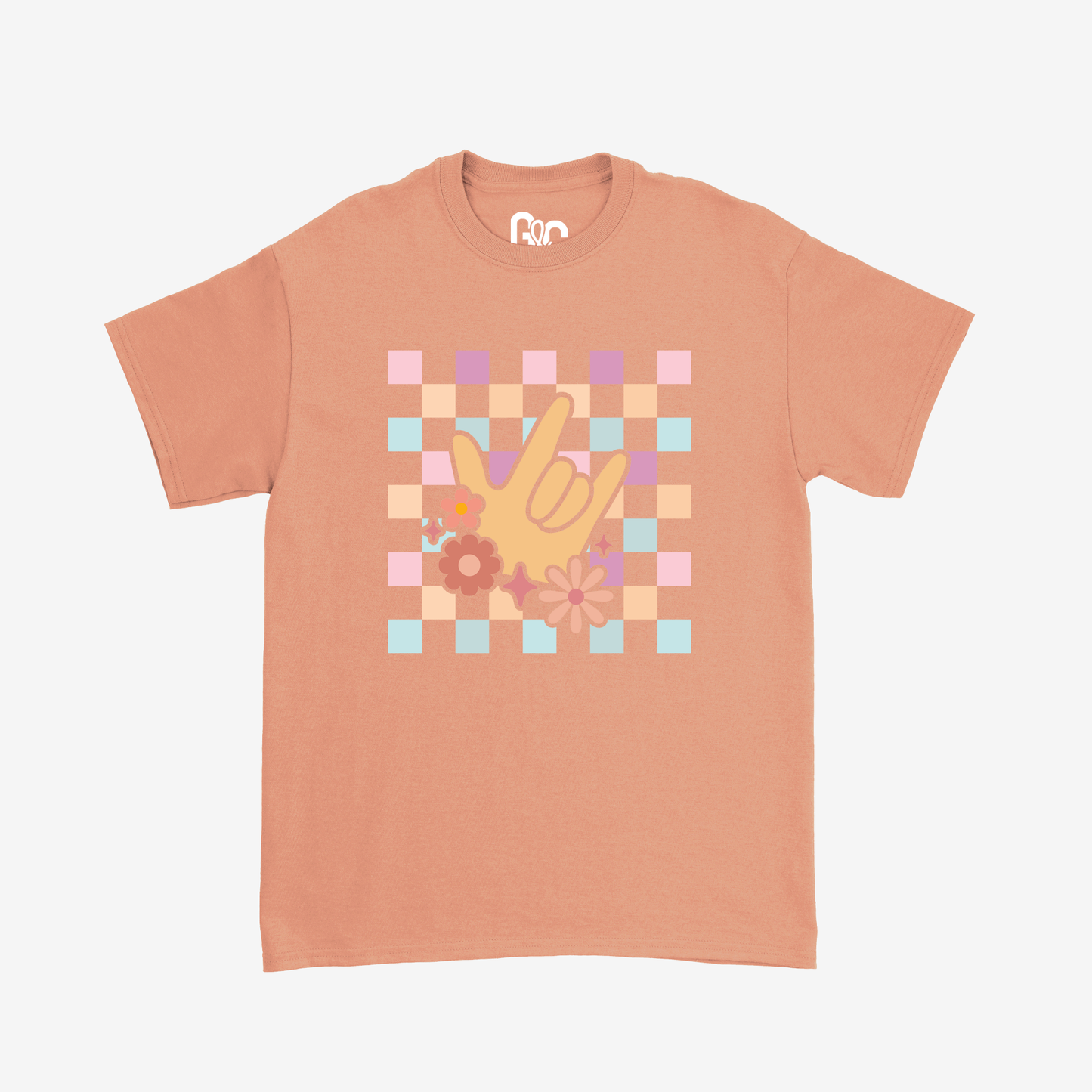 Peach Checkered & ILY Tee