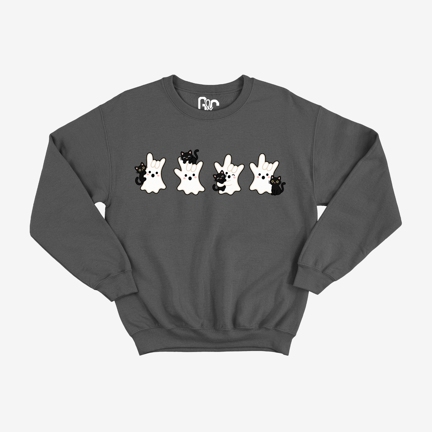 Spooky Cat ILY Ghost Crewneck