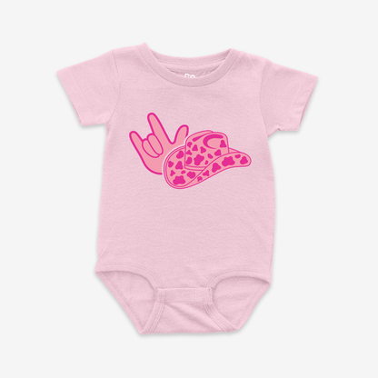 Cowgirl Pink ILY Onesie Tee