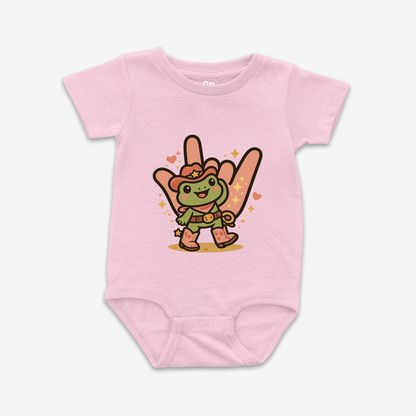 Cowgirl Frog ILY Onesie Tee