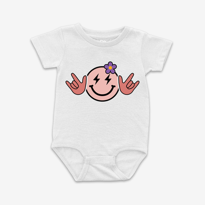 Pink Smiley ILY Onesie Tee