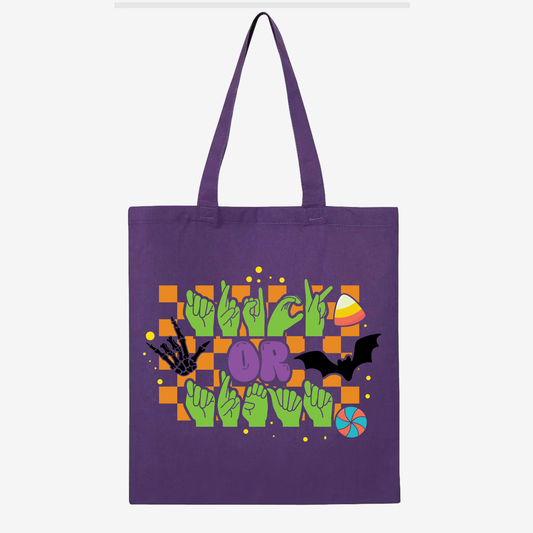 Trick or treat ILY Checkered Tote Bag