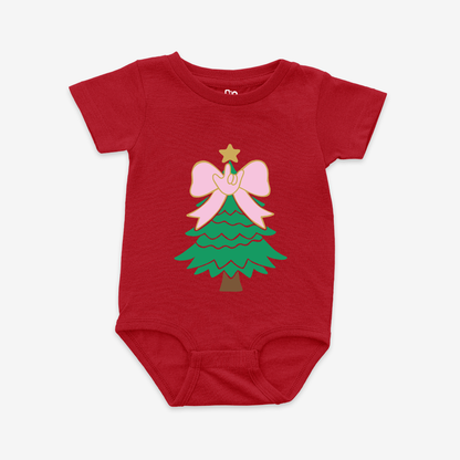 Bow Xmas Tree Onesie Tee