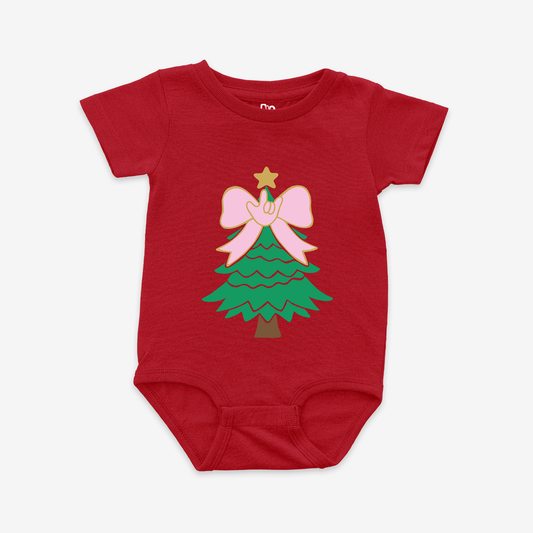 Bow Xmas Tree Onesie Tee