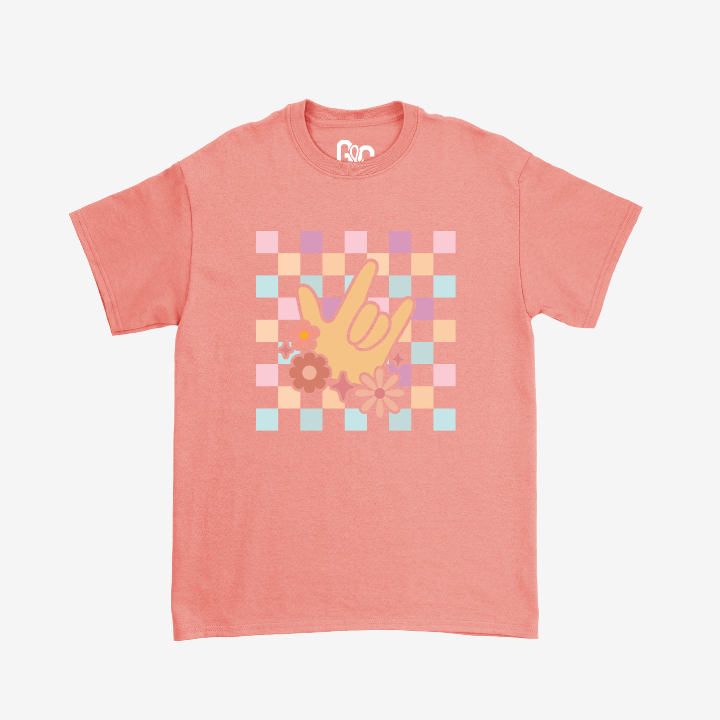 Peach Checkered & ILY Tee