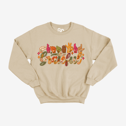 Faux Embroidery Grateful Crewneck