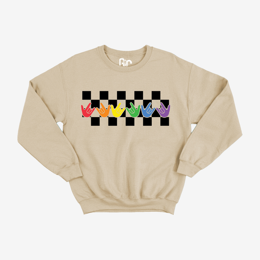 Pride ILY Checkered Crewneck