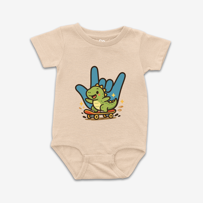 Skater Dino ILY Onesie Tee