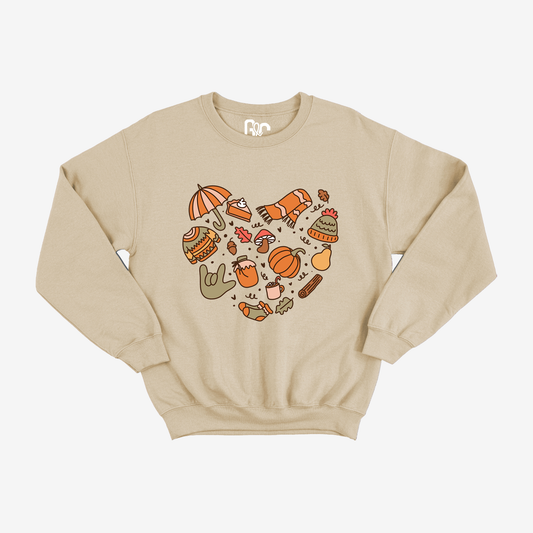 Fall Doodle Heart Crewneck