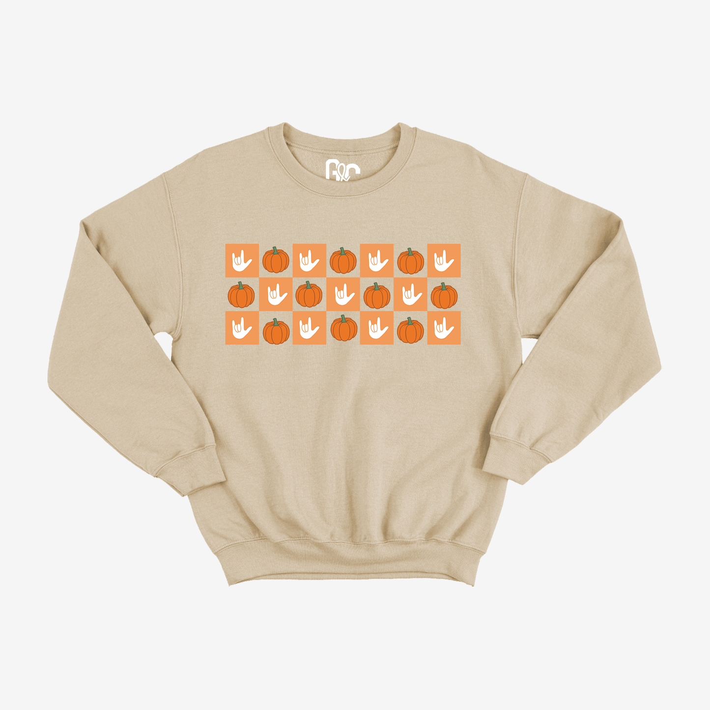 Pumpkin Checkered Crewneck