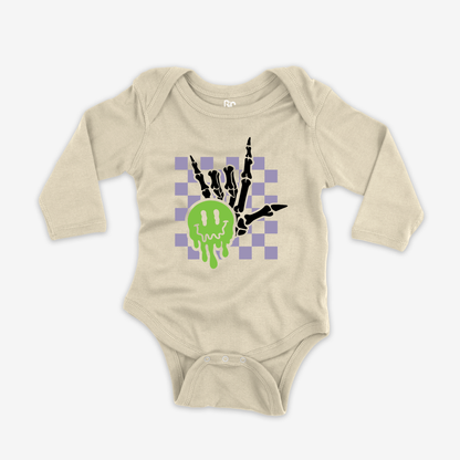 Spooky ILY Checkered Onesie Sleeve