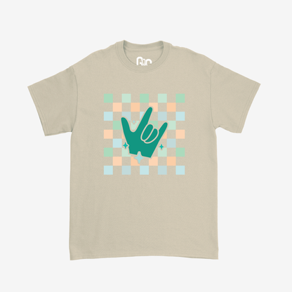 Turquoise Checkered & ILY Tee