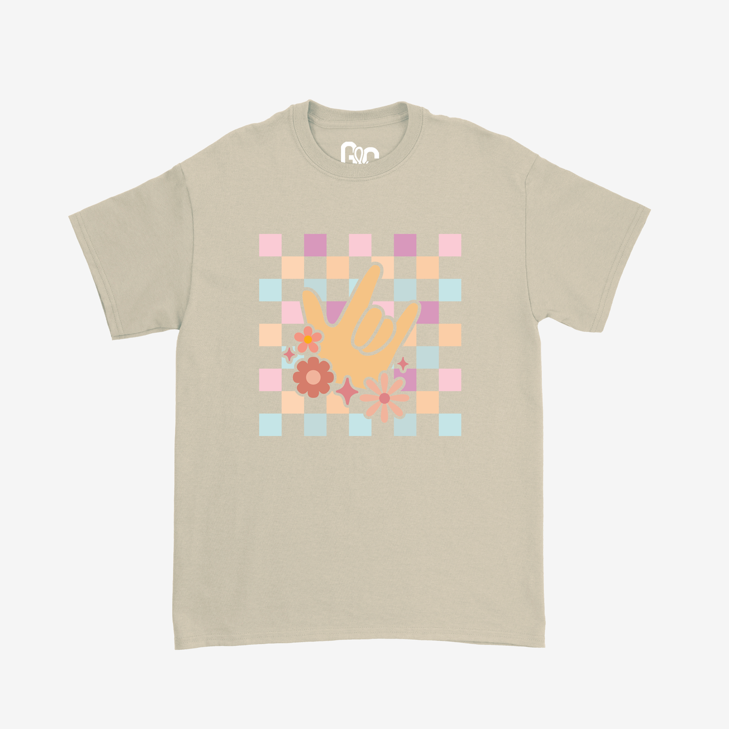 Peach Checkered & ILY Tee