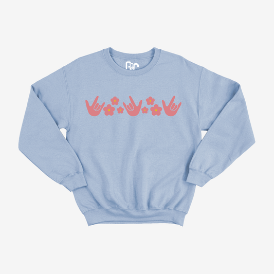 ILY Flower Pattern Crewneck