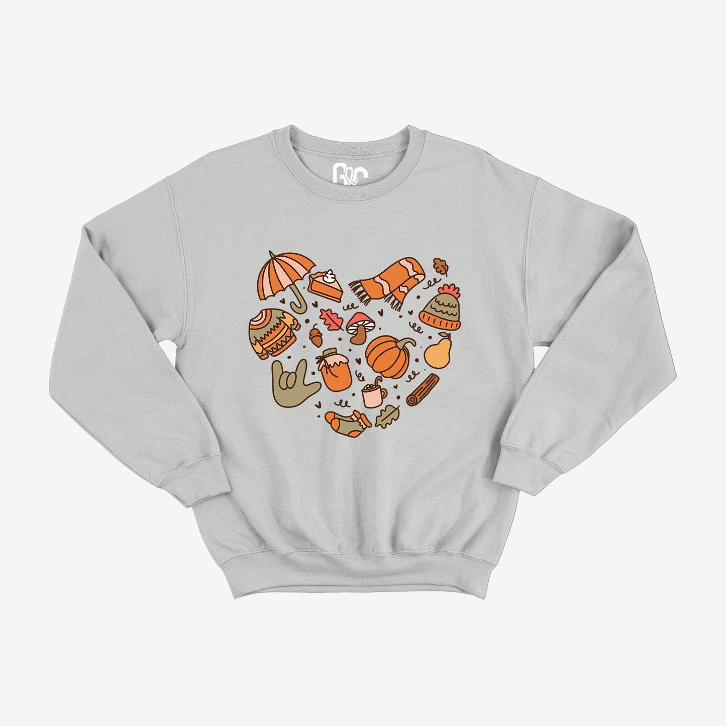 Fall Doodle Heart Crewneck