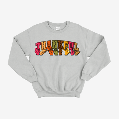 Faux Embroidery Thankful Crewneck