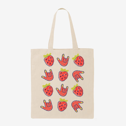 Scribble Strawberry ILY Tote Bag