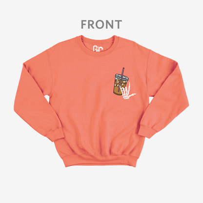 Fueled by Iced Coffee anxiety Crewneck