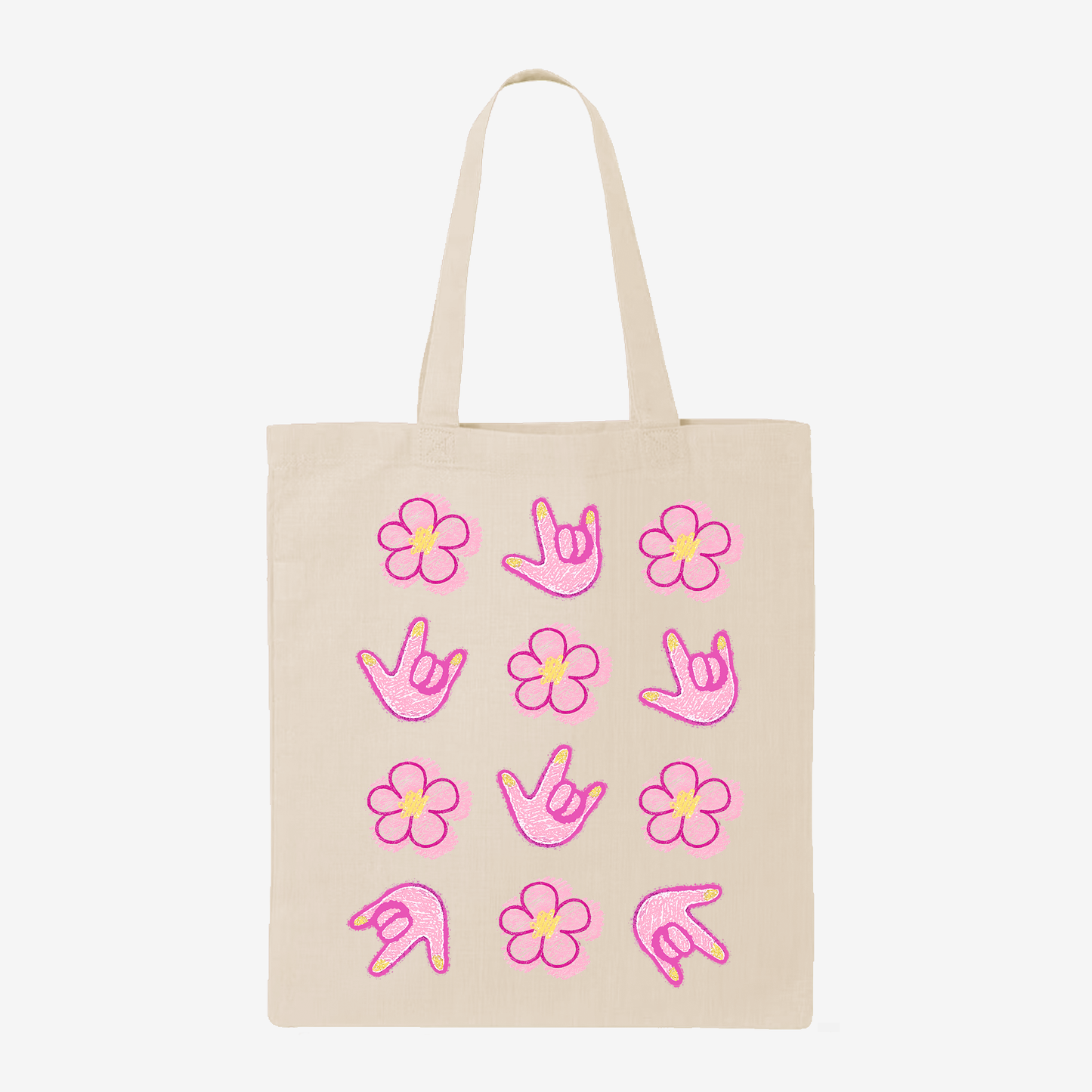 Scribble Flower ILY Tote Bag