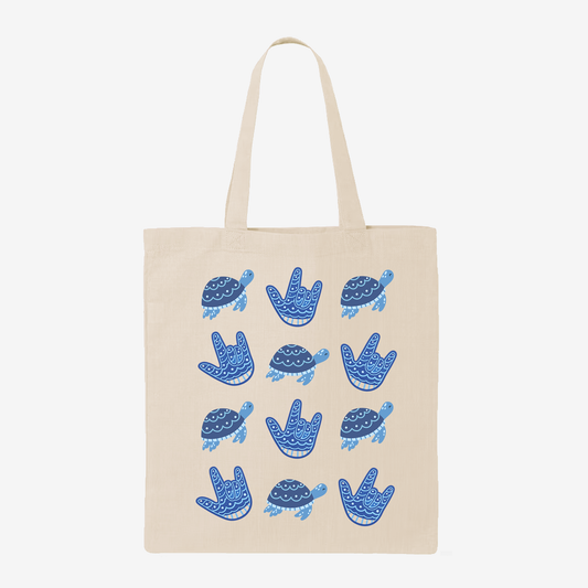 Blue Turtle ILY Tote Bag