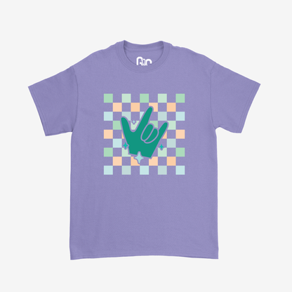 Turquoise Checkered & ILY Tee