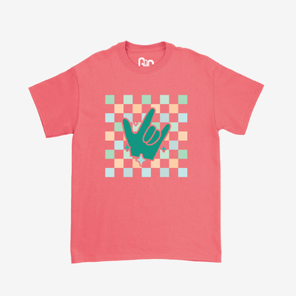 Turquoise Checkered & ILY Tee