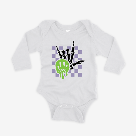 Spooky ILY Checkered Onesie Sleeve