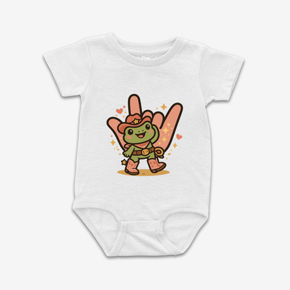 Cowgirl Frog ILY Onesie Tee