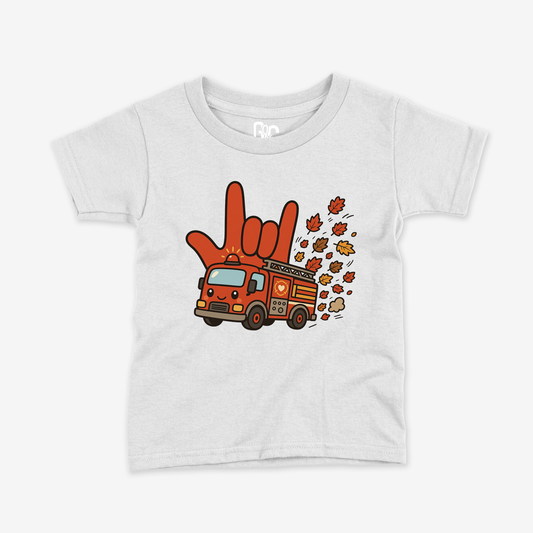 Firetruck ILY Fall Leaves Toddler Tee