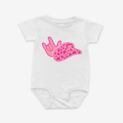 Cowgirl Pink ILY Onesie Tee