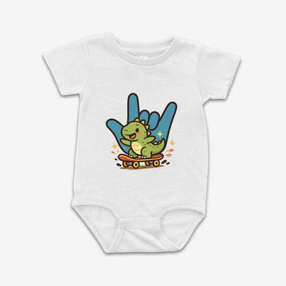 Skater Dino ILY Onesie Tee
