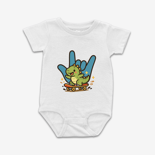 Skater Dino ILY Onesie Tee