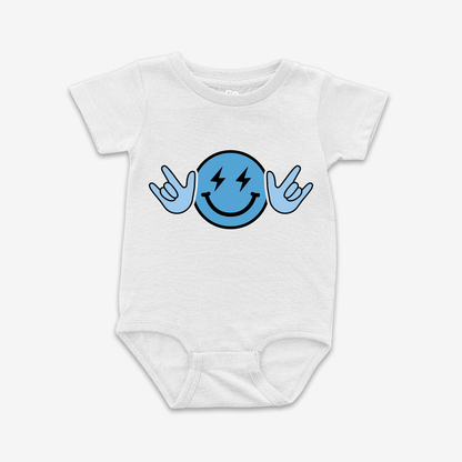 Blue Smiley ILY Onesie Tee